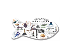Dessous de plat produit personnalisé Bretagne avec motif poisson, souvenir pratique et estival.