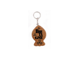 Porte-clé liège produit personnalisé Bretagne avec motif poisson, idéal pour boutiques touristiques bretonnes.