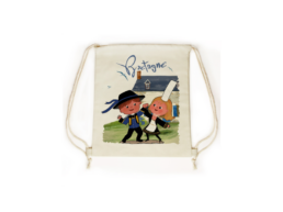 Sac pochon produit personnalisé Bretagne avec illustration d’un couple de Bretons en costume traditionnel.