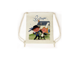 Sac pochon produit personnalisé Bretagne avec illustration d’un couple de Bretons en costume traditionnel.