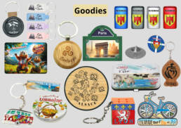 Goodies personnalisés en France : porte-clés, magnets, briquets, pin’s, set manucure et chargeur induction souvenir