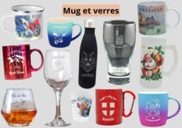 Panachage de mugs céramique et métal, gourdes, verres personnalisés pour souvenirs régionaux Made in France