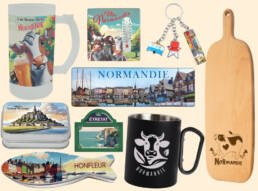 Produits personnalisés Normandie : mugs, textiles, papeterie, magnets et objets souvenirs aux couleurs normandes