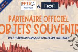 Objets-souvenir et participation aux congrès FFTS à Pech Merle, Chauvet 2 et Fileuse de Verre