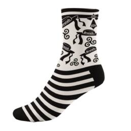 Chaussettes bretonnes ray&eacute;es noir et blanc avec motifs Breizh