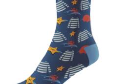 Chaussettes marines bleues avec marinières et inscription Babord Tribord