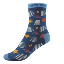 Chaussettes marines bleues avec marini&egrave;res et inscription Babord Tribord