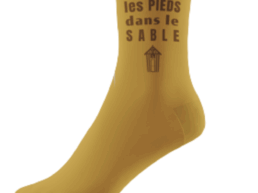 Chaussettes jaunes humoristiques avec inscription Les Pieds dans le Sable