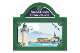 Magnet doming Saint-Gilles-Croix-de-Vie avec phare et vue sur le port