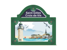 Magnet doming Saint-Gilles-Croix-de-Vie avec phare et vue sur le port