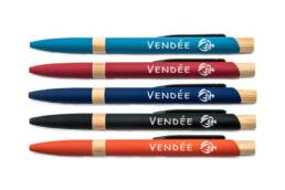 Stylo bambou gommé souvenir Vendée disponible en plusieurs couleurs