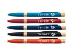 Stylo bambou gommé souvenir Vendée disponible en plusieurs couleurs