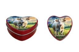 Boîte cœur souvenir Bourgogne avec illustration de la vache charolaise