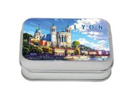 Boîte comptoir souvenir Lyon illustrée de la basilique Notre-Dame de Fourvière