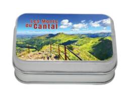 Bo&icirc;te comptoir souvenir Monts du Cantal illustr&eacute;e d'un paysage de montagne