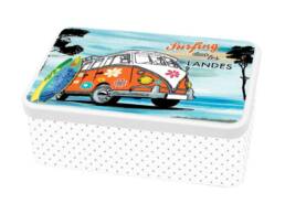 Bo&icirc;te &agrave; sucre souvenir Landes avec combi vintage et planche de surf