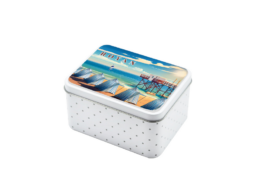 Bo&icirc;te sucrette m&eacute;tal souvenir Royan avec plage et carrelets