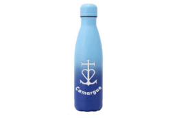 Gourde bicolore bleue souvenir Camargue avec croix camarguaise