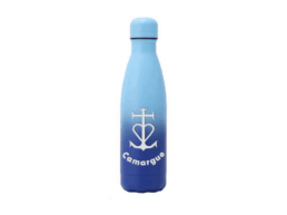 Gourde bicolore bleue souvenir Camargue avec croix camarguaise