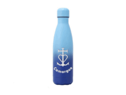 Gourde bicolore bleue souvenir Camargue avec croix camarguaise