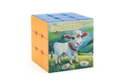 Magic Cube souvenir Bourgogne avec illustration d'une vache charolaise