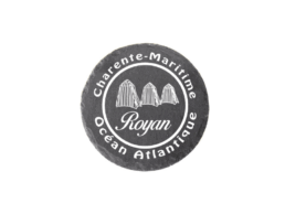 Magnet ardoise rond souvenir Royan avec carrelets