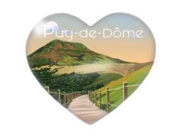 Magnet c&oelig;ur souvenir Puy-de-D&ocirc;me repr&eacute;sentant le c&eacute;l&egrave;bre volcan