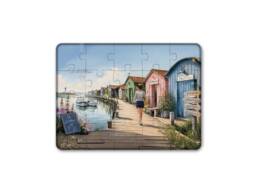 Magnet puzzle souvenir &Icirc;le d'Ol&eacute;ron avec cabanes color&eacute;es