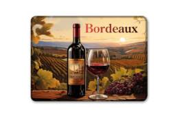 Magnet rectangle souvenir Bordeaux Gironde avec bouteille de vin et vignobles