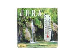 Magnet thermom&egrave;tre souvenir Jura illustr&eacute; d'une cascade