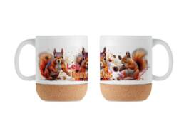 Mug base li&egrave;ge souvenir Landes avec illustration d'&eacute;cureuils et pommes de pin