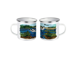 Mug fer émaillé souvenir Baie de Somme avec illustration d'avocette