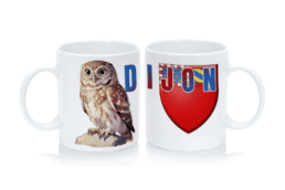 Mug souvenir Dijon avec la chouette et le blason dijonnais