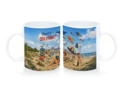 Mug standard souvenir C&ocirc;te d'Opale avec illustration des plages et cerfs-volants