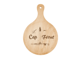 Planche en bois souvenir Cap Ferret Gironde avec gravure du phare