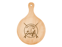 Planche &agrave; d&eacute;couper en bois souvenir Landes grav&eacute;e du logo Surf Les Landes