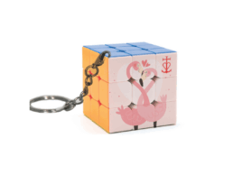 Porte-cl&eacute;s Magic Cube souvenir Camargue illustr&eacute; de deux flamants roses
