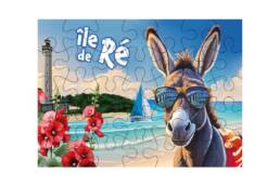 Puzzle 100 pièces souvenir âne en lunettes sur l'Île de Ré