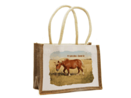 Sac en jute souvenir Franche-Comt&eacute; avec illustration d'un cheval comtois