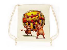 Sac pochon souvenir Auvergne illustr&eacute; de deux vaches