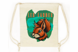 Sac pochon souvenir Landes avec illustration d'un écureuil