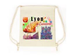 Sac pochon souvenir Lyon illustr&eacute; de la F&ecirc;te des Lumi&egrave;res