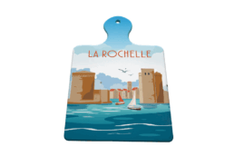 Sous-plat planche céramique souvenir La Rochelle avec les tours du Vieux-Port