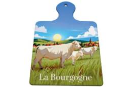 Sous-plat souvenir Bourgogne avec vaches dans un paysage de campagne