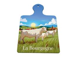 Sous-plat souvenir Bourgogne avec vaches dans un paysage de campagne