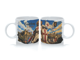 Tasse expresso souvenir Godefroy de Bouillon avec illustration d'un chevalier m&eacute;di&eacute;val