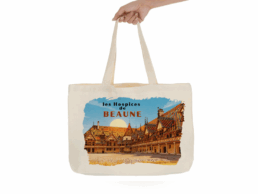 Tote bag souvenir Hospices de Beaune avec illustration des c&eacute;l&egrave;bres toitures