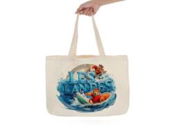 Tote bag souvenir Landes avec &eacute;cureuil surfeur et vagues