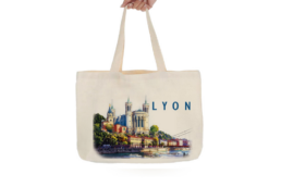 Tote bag souvenir Lyon illustré de la basilique Notre-Dame de Fourvière