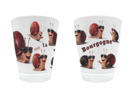 Verre &agrave; liqueur souvenir Bourgogne avec escargots souriants